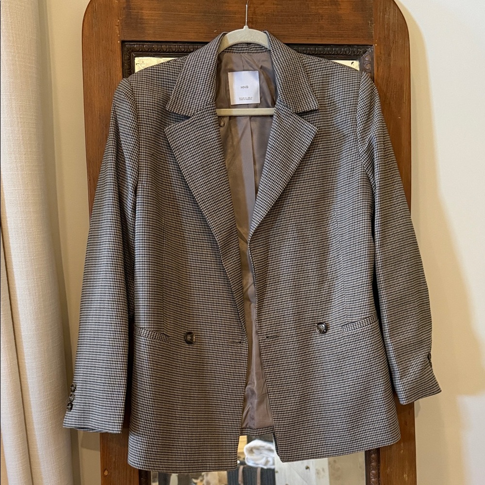 Mango Gray Houndstooth Blazer
